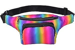 BEST FANCY DRESS One BFD Fanny Pack Waist Pack Bumbag Bum Bag Running Belt for Ladies Men Kids Festival Causal Holiday Wipe Clean Adjustable Strap (Rainbow 14)