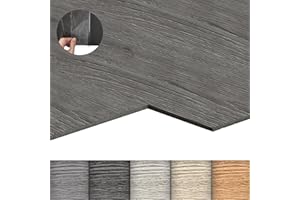 LZQ Lot de 36 carreaux adhésifs pour sol en PVC avec effet bois - 5,02 m² - Revêtement vinyle résistant à l'usure - Imperméable - Pour salon, cuisine, aspect chêne gris foncé