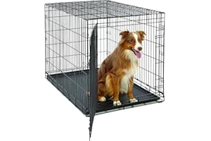 MidWest Homes for Pets Life Stages Modell 1642U Hundebox, groß, Einzeltür, faltbar, Metall, 107 cm lang, mit Trenneinsatz, Bodenschutz, auslaufsicherer Wanne, schwarz