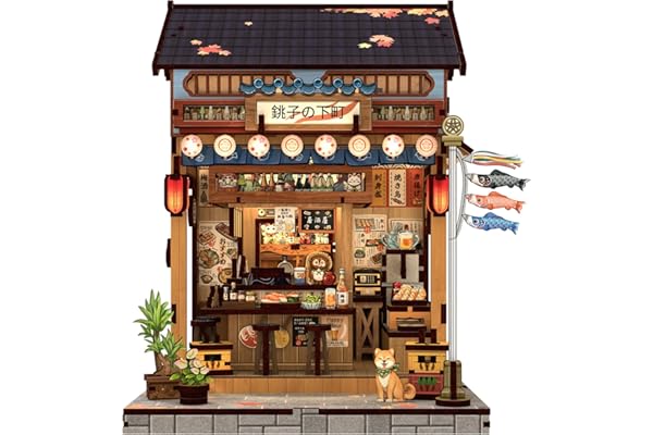 Cutefun Book Nook Kit - Kit de Mini-Maisons de poupées - Japonais Book Nook avec Éclairage LED - Maison de Livres en Miniature à Assembler pour Les Amateurs de Puzzles et de Loisir