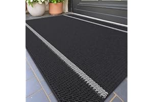 COLOR&GEOMETRY Zerbino Ingresso Esterno, 60x120 cm, Tappeto Ingresso Esterno Antiscivolo Lavabile, Zerbini per Ingresso Esterno, Zerbino Esterno per Terrazzo Giardino (Nero)