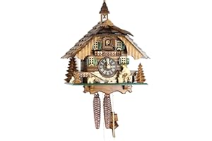 Eble Reloj de cuco original de la Selva Negra de madera auténtica, unidad mecánica de 1 día, certificado VDs, casa de la Selva Negra, 30 cm - 22310