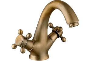 DP GRIFERIA | Grifo de lavabo | Bronce, 16x17x15CM | Monomando, cuerpo de latón, manetas de zinc, incluye set de fijación y 2 latiguillos 35CM | Instalación sencilla y resistente