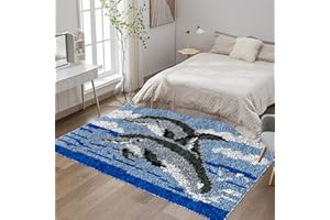 Tehocwiz Kit Tapis Point Noué à Faire, Création de Tapis et Canvas, Grand Tapis Point noué kit, Tapis Fabrication Décor à la Maison 38x52 cm