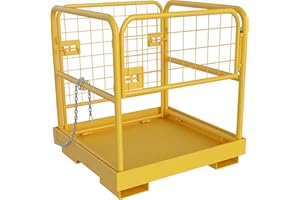 YINTATECH Forklift Safety Cage 36"x36",Forklift Work Platform 1150LBS Capacity,Heavy Duty Steel Forklift Basket Man Platform with 3 Chain,for Aerial Work