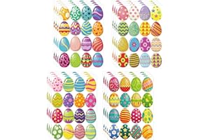 VALICAER 16 Sheets Easter Stickers,256 Pcs Easter Egg Label Stickers,37 x 27 mm Easter Window Stickers,Self-Adhesive Easter Holiday Decoration Stickers for Envelopes Cards Easter Gifts Scrapbooks Party