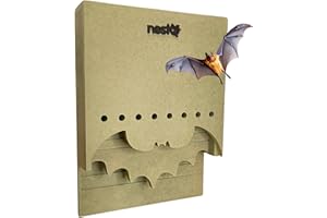 NESTQ Nido De Murciélagos para Exterior - Casa Grande De Madera con 2 Cámaras - Diseño Especial para Atraer Murciélagos - Fácil Instalación con 2 Ganchos - Separador Extraíble con Orificios De Comunicación