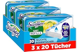 ‎SWIFFER Swiffer Bodenwischer Nachfüllpackung, Feuchte Bodentücher mit Citrusfrische-Duft, 60 Stück, Für Eine Schnelle & Einfache Reinigung von Hartböden
