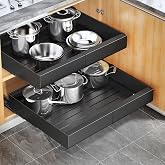 Kitstorack 2 Pcs Removable Drawers for Kitchen, Metal, for Bathroom | Kitchen organiser, 30 kg, 3 sturdy rails, adjustable wi