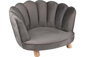 PHILIPS maxxpro Katzen- und Hundesofa - Hunde- und Katzenbett - Katzen und Hunde bis zu 80 KG - Erhöht mit Holzbeinen - Schlafplätze & Möbel für Hunde und Katze - Samtmaterial - 61,5 x 52 x 33 cm - Grau