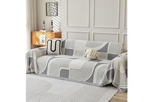 WEYOND Boho Couch Cover Sofa Covers Washable, Chenille Couch Covers for 3 Cushion Sofa Pet Friendly, Bohemian Sofa Slipcovers for Sectional Sofa, Loveseat, 2 3 4 Seater, Futon (180 x 260 cm, Grey)