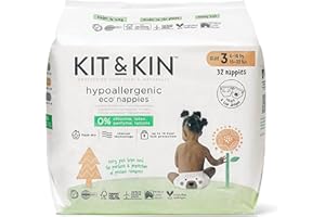 Kit & Kin Pañales ecológicos tamaño 3 hipoalergénicos y sostenibles (34 x 6 paquetes, 204 pañales)..