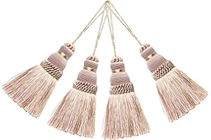 BEL AVENIR 4 Pack Elegant Polyester Tassel Colorful Craft Tassels for Key Chain Straps DIY Accessories (Mix Pink)