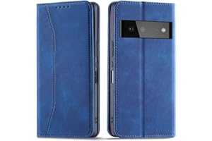 OKZone Kompatibel mit Google Pixel 6 Hülle, Magnet Leder Tasche Handyhülle, Kartenfächer Google Pixel 6 Schutzhülle, [Premium PU Leder] Flip Klappbare Stoßfeste Magnetische Standfunktion (Blau)