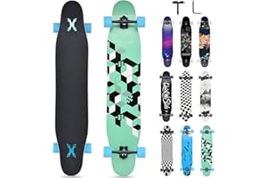 Opurtdor Longboard Skateboard Adulto,117x23 cm Monopatin Long Arce de 8 Capas con Rodamientos ABEC-11, Ruedas con Luz LED,Completo Longboard Cruiser Apto para Principiantes Niñas Niños Adolescentes