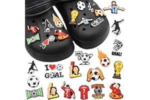 BABYZOCO Pines Charms para crocs, Crocs Pin, Crocs charms, Shoe Charms, Adornos De zapatos, decoración de zapatos para Regalos, Colgante de zapato, Diseño de futbol, Pack 18 unidades