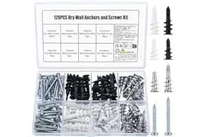 SYBDXJ 120 Pezzi Viti con Tassello Autofilettante in Metallo per Cartongesso: 60 Tasselli per Cartongesso + 60 Viti Autoperforanti, Tasselli per Cappotto Esterno Autofilettante per Cartongesso Fissaggio