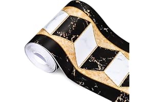 Soyizom PVC Wallpaper Border Moderne geometrische Wandverkleidung Grenzen Aufkleber Peel and Stick Wand Grenze Backsplash Selbstklebende Grenze Decortaive Fliesen Aufkleber Küchenschrank WC Grenze