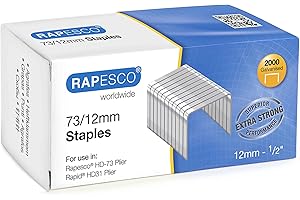 Rapesco 1261 Punti Galvanizzati Professionali Tipo 73/12 mm, Confezione da 2000