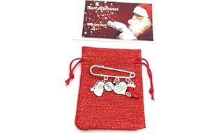 LIBBY'S MARKET PLACE Baby's First Christmas 2023 Keepsake Brooch with Santa and Stocking Charms (Velvet Gift Bag)