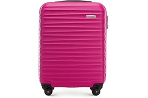 WITTCHEN Maleta de Viaje Equipaje de Mano Maleta de Cabina Maleta de ABS con 4 Ruedas giratorias Cerradura de combinación Asa telescópica Groove Line Tamaño S Rosa