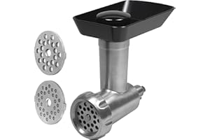 ‎AEG AEG AUM MG Fleischwolf für Küchenmaschinen (Für Bolognese, Frikadellen, Burger-Patties, inkl. 2 Einsätzen (grob & fein), passend u.a. für AEG UltraMix KM4000, KM4400, KM54WR, Edelstahl), 188x170x125mm