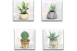 Lupia - Set di 4 Quadri Moderni su Carta Telata, Canvas Natura 16x16 cm, Stampe Vivide con Piante Naturali, Decorazione per Cucina, Soggiorno, Ufficio, Pronti da Appendere, Realizzato in Italia