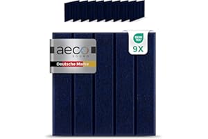 Aeco Sound® - Panneaux Acoustiques en Feutre | 9 pièces de 30x30cm | auto-adhésifs | feutre acoustique extra épais de 1,5cm | isolation phonique, réduction de bruit (Bleu foncé)