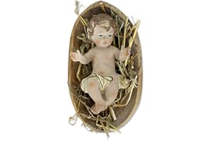 Proposte Religiose Cuna de olivo y niño Jesús de cerámica, 9 x 15 cm, fabricado en Italia