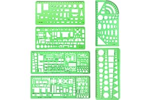 SHAPPY 6 Stücke Kunststoff Mess Lineal Gebäude Schalung Schablonen Geometrische Zeichnung Herrscher für Büro und Schule, Klar Grün