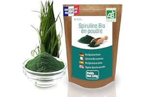 DETOX ORGANICA - Spiruline Poudre Bio - 250g de Poudre Naturelle - Riche en Protéines, Antioxydants, Fer et Phycocyanine - 100% Agriculture Biologique Controlée (250G)