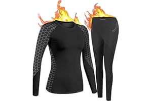 UNIQUEBELLA Thermal Underwear Womens, Quick Dry Winter Ladies Thermal Underwear Ski Thermal Underwear Set Functional Underwear for Skiing Sport Yoga