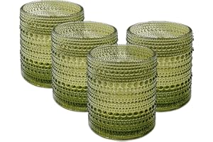 UPZAI Set de 4 Vasos de Cristal de Colores: 350 ml Vasos de Cristal Agua - Aptos para Lavavajillas - Vasos Vintage para Whisky Sidra Cocktail Café - Aptos para Lavavajillas (Verde)