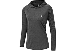 donhobo Women's Long Sleeve Sports Running Hoodie Tops Shirts with Thumb Hole,UPF 50+ Sun Protect Breathable Quick-Dry Fitness T-Shirt Tops for Workout Gym Training Yoga Pilates