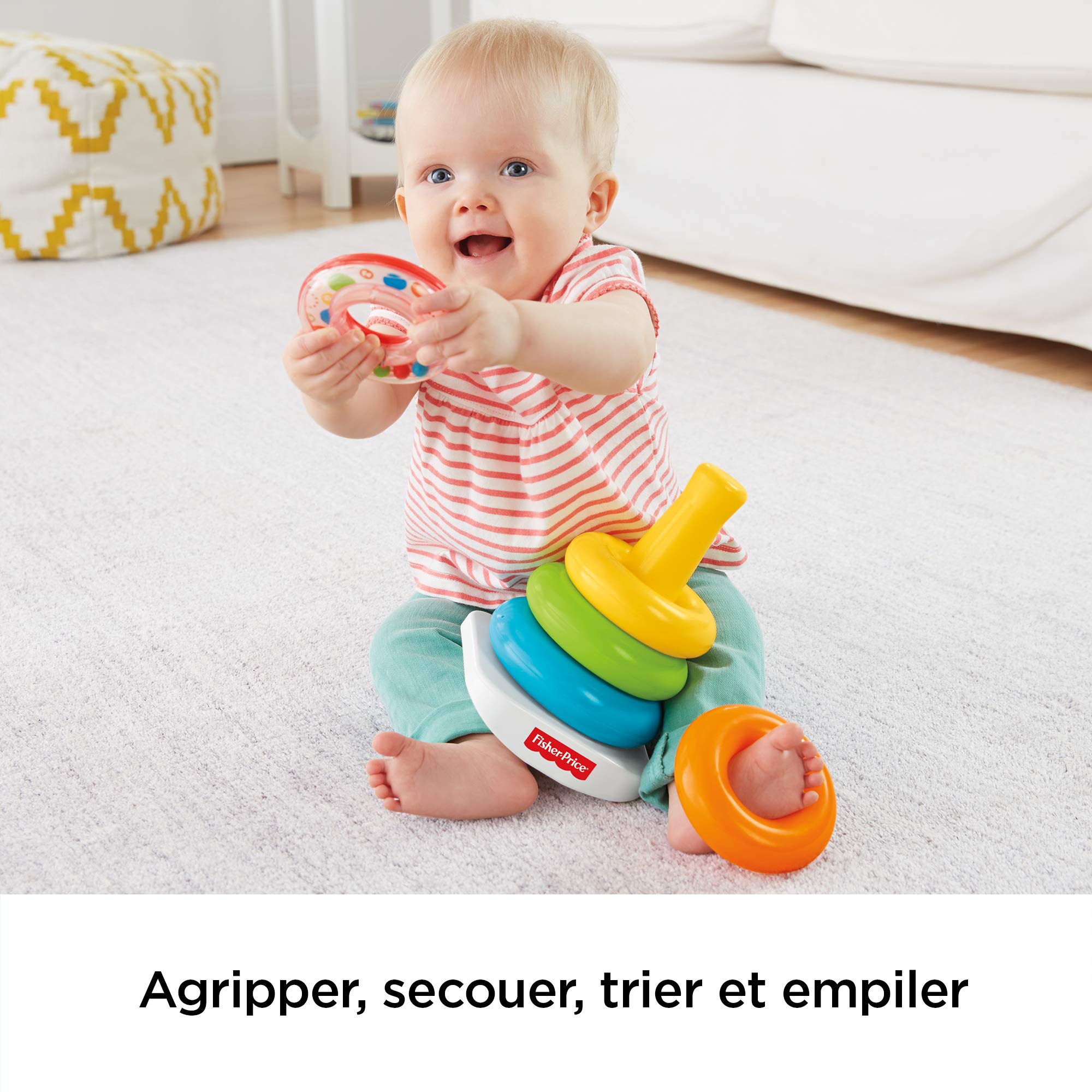 Fisher Price Pyramide Arc En Ciel Jouet Bebe Favorise La Coordination Des Gestes Et L Apprentissage Des Couleurs