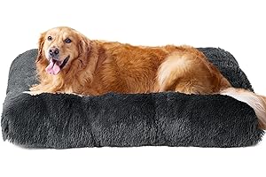 EHEYCIGA Cuscino per Cani Taglia Grande, Cuscino Cane Morbida lavabile, 112x85x10cm,Morbido e Confortevole Letto per Cani a Pelo Lungo, Grigio Scuro, 112x85x10cm