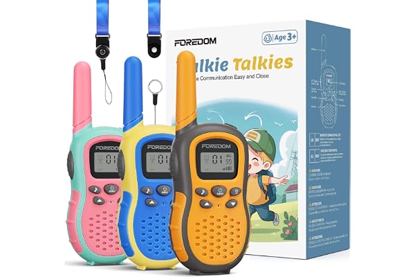 FOREDOM Talkie Walkie Enfants, Talkie-Walkie Longue Portée pour Garçons & Filles de 3-12 Ans avec Lampe, Cordons, Lot de 3
