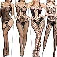 Women's Fishnet Lingerie Lace Stockings Bodysuits Mesh Babydoll for Women, Mesh Fishnet Lingerie Thigh High Stockings Teddy Bodysuit Lace Babydoll Sexy Lingerie for Women
