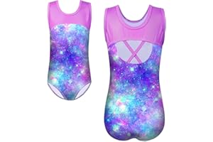 HUAANIUE Mädchen Kinder Gymnastikanzug Trikots Ärmelloses Tanzkostüm 3-14 Jahre