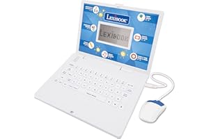 Lexibook, Ordenador Educativo y Bilingüe Español/Inglés, Juguete para niños con 124 Actividades para Aprender Matemáticas, Dactilografía, Lógica, Lectura del Reloj, Jugar y Música, Blanco, JC598i2