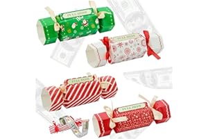 AISSZHAO 4Pcs Christmas Money Box for Cash Gift,Christmas Pull Surprise Money Gift Box for Kids/Adult Presents,Money Candy Box Pull out Cash with 40P Transparent Bags,Money Pull Candy Box for Christmas Party