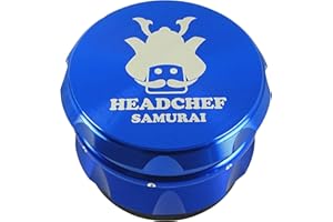 Headchef Samurai Metal Herb Grinder with Sifter Scraper – 4 Piece Grinder, 55mm (Blue)