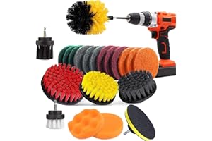 BRITOR Drill Brushes for Cleaning 22 Piece, Scrub Extend Long Attachment, Power Scrubber Drill Brush Set Clean Automobile, Bathroom, Shower & Kitchen Sinks, Wheels