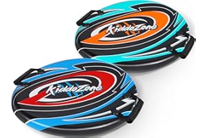 WONSEFOO Foam Snow Tube Sledge for Kids-Round Saucer Sled 2 PCS Upgraded Round Heavy Duty Foam Sledges with Molded Handles Super Lightweight PE Core Saucer Sled Winter Snow Sledding Ideas for Kids Outdoor