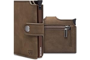 BEWMER Porte Carte de Crédit 2 Blindé | Portefeuille Slim pour Homme et Femme avec Protection RFID Anti-clonage | Porte Carte et Billets avec Porte-Monnaie