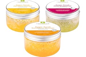 ‎GREENDOOR GREENDOOR Körperpeeling SPARSET Sugar Scrub FRUCHT 690g, 3 Zuckerpeeling, natürlich ohne Mikroplastik, Naturkosmetik vegan, Natur Haut-Peeling, Body-Scrub, Geschenke