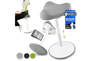 Vina Home® SH-01S Bürohocker | Sitzhocker ergonomisch höhenverstellbar [48-65CM]| Ergonomischer Hocker für Arbeit & Freizeit | Schwingeffekt [rutschfest]| Stehhocker | Jetzt Farbe Wählen [Hellgrau]