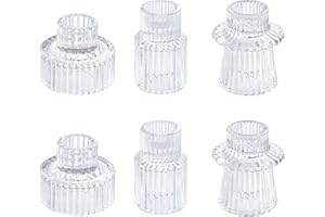 HofferRuffer Candle Holders Set of 6,Glass Votive Tealight Holders for Taper/Pillar/Tealight Candles,Candlesticks for Table Centerpiece, Wedding,Birthday,Gifts（Clear）