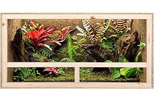 ECOZONE Terrarium en Bois avec aération latérale 80x50x50 cm - Terrarium en Bois en Panneaux OSB - Terrariums pour Animaux Exotiques comme Serpents, Reptiles & Amphibiens