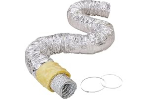 VEVOR Dryer Vent Hose, 127MM Insulated Flexible Duct 7.62M Long with 2 Duct Clamps, Heavy-Duty Three Layer Protection for HVAC Heating Cooling Ventilation and Exhaust, R-4.2 Flame Resistance Value